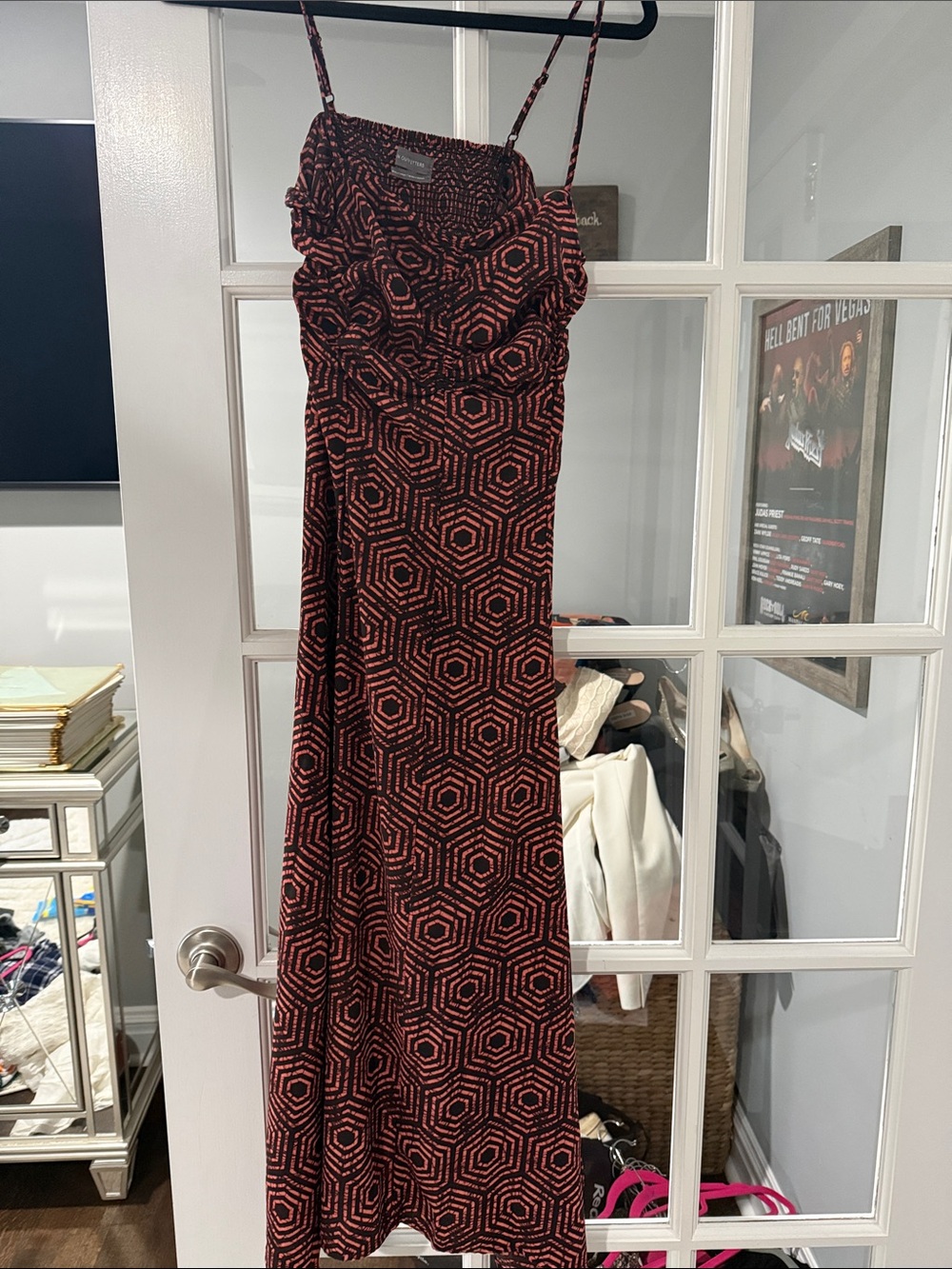 Urban Outfitters Red and Black Geometric Maxi Dress